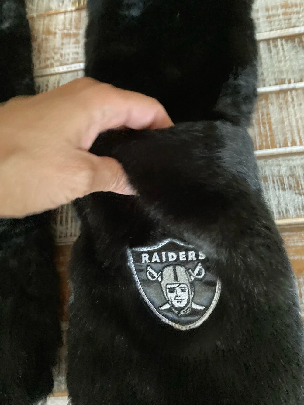 NFL Raiders Black Faux Fur Scarf / Wrap